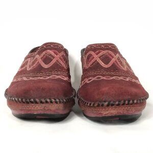 Clark's Artisan Burgundy Brik-A-Brak Bohemian Gypsy Clog Wedges Size 8 GUC